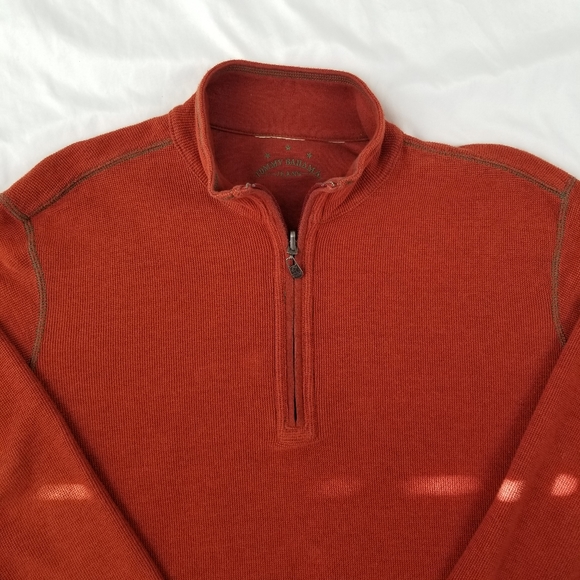 Tommy Bahama Men Reversible Sweater Half-zip Pullover Casual Sweater Orange XL - Picture 4 of 10